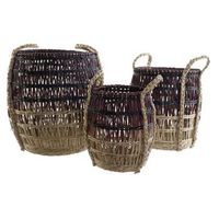 cesta set 3 seagrass 39x39x41 natural lila