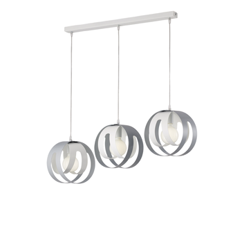 Tobias Lámpara Colgante Con Florón Rectangular Y Difusores Cortados A Láser En Hierro Lacado Blanco Y Gris Con Cable Eléctrico Orientable 3 Luces