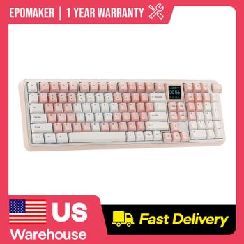Teclado Mecánico Inalámbrico Retro EPOMAKER RT100 PRO, Diseño ANSI US de Tamaño Completo, Tri-Modo, con Batería de 5000mAh