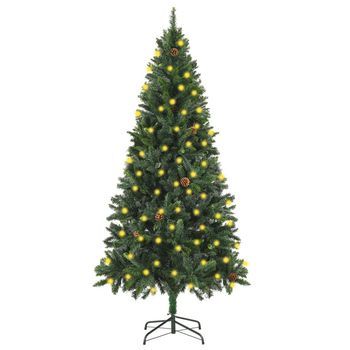 Árbol De Navidad Artificial Iluminado Con Luces Y Piñas 180 Cm Vidaxl