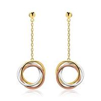 pendientes circulos en oro 14 quilates tricolor