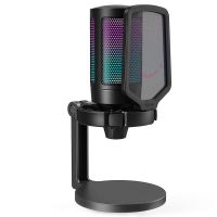 fifine ampigame a6neo microfono de condensador cardioide rgb usb-c negro