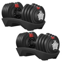 songmics juego de 2 mancuernas ajustables 12 en 1 peso de 15 a 18 kg ahorran espacio mango antideslizante soporte base entrenamiento de fuerza y fitness en casa negro y rojo