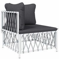 sofa de esquina de jardin  sofa de exterior con cojines tela tejida blanco