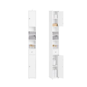 Mueble Columna De Baño Armario Para Baño Alto Estanterías De Baño Con 5 Estantes Abiertos 2 Puertas Y 1 Cajón Blanco 20 X 20 X 180 Cm Bzr167-gw Sobuy Es