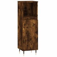 armario de bano madera contrachapada roble ahumado 30x30x100 cm vidaxl