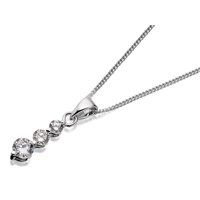 Silver Cubic Zirconia Trilogy Pendant And Chain - F3439