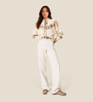 Twinset para mujer. 262TT2510 Pantalones rectos de bull blanco (26), Casual, Algodón