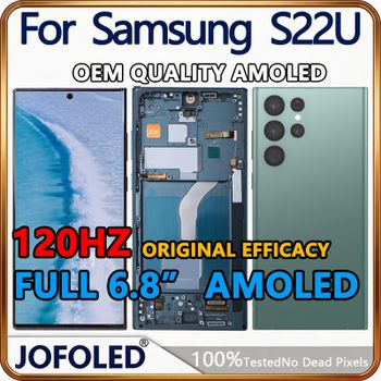 Pantalla AMOLED de 6.8' y 120Hz para Samsung Galaxy S22 Ultra LCD con Marco S908B S908U, Conjunto de Pantalla Táctil Digitalizadora