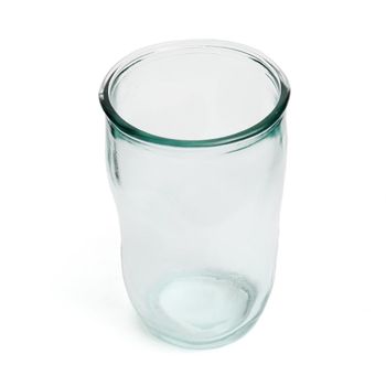 Vaso de vidrio reciclado en azul 8x8x13 cm