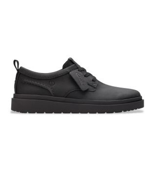 Clarks para hombre. 26181379 Zapatillas de piel Polden Lace negro (41), Plano, Cordones, Casual