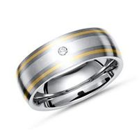 anillo titanio con incrustaciones de oro y plata  diamante