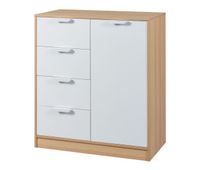 aparador varkaus con 4 cajones  1 puerta mdf 90x80x40 cm - robleblanco encasa