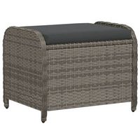 taburete de jardin con cojin ratan sintetico gris 58x46x46 cm vidaxl