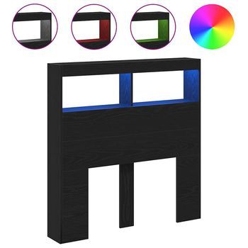 Cabecero De Cama Con Led Roble Negro 100x17x102 Cm Vidaxl