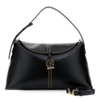 bolso de hombro con solapa y costuras en contraste black taglia unica