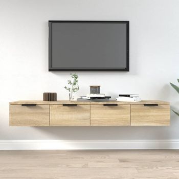Pack 2 Uds Armarios De Pared | Mueble Pared Contrachapada Roble Sonoma 68x30x20 Cm Cfw741720