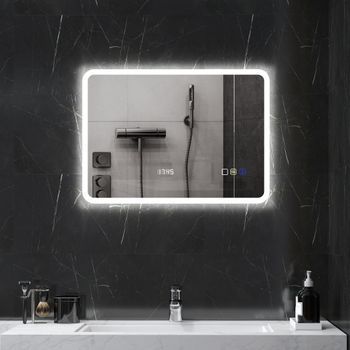 Espejo De Baño Vidrio Templado Homcom 70x50 Cm Plata
