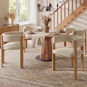 Pack De 4 Sillas - Mueble De Comedor - Franela Y Metal - Beige Y Natural (47x48x72.5cm)