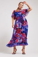 yours london vestido largo de flores con volantes  mujer curvy y tallas grandes yours london