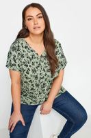 yours camiseta algodon verde floral con jaretas mujer curvy y tallas grandes yours