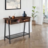 mesa consola 100x35x805cm madera industrial oscura rustica