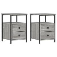 pack 2 uds mesitas noche  mesa auxiliar  mesilla madera ingenieria gris sonoma 34x355x50 cm