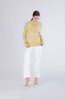 sueter de cuello redondo para mujer en hilo de lurex yellow s