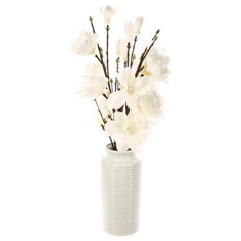 Ramas De Magnolia Jarrón Blanco H75cm