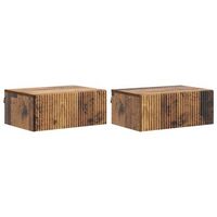 mesita de noche de pared con cajon 2 pcs madera envejecida vidaxl