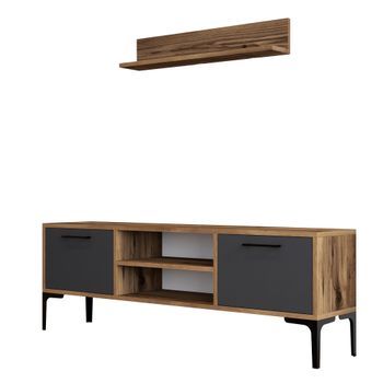 Mueble Tv Con Estante Riga Nogal Antracita