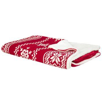 Manta De Franela Roja 200 X 220 Cm Invierno Mullida Clásico Estacional Navidad Suéter Patrón Navideño Vantaa