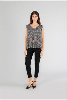 blusa de georgette estampada optical black m