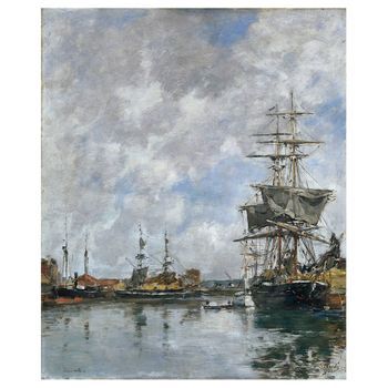 Legendarte - Cuadro Lienzo, Impresión Digital - Deauville Port - Eugène Boudin - Decoración Pared Cm. 50x60