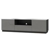 mueble para tv de 180 cm coleccion zante con 2 puertas y 1 cajon color negro y gris brillante