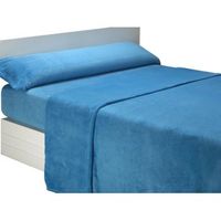 juego de sabana liso de coralina - 4 piezas - cama 200 - azul - disponible en varios tamanos y colores