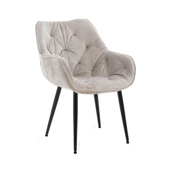 Silla con patas de metal y asiento en Terciopelo Gris
