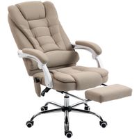 vinsetto sillon de oficina ejecutivo masajeador calefactable altura regulable respaldo inclinable tela de lino beige   aosom espana