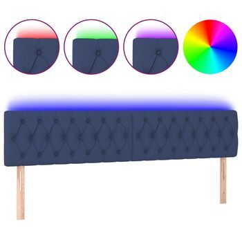 Cabecero Con Led De Tela Azul 200x7x78/88 Cm