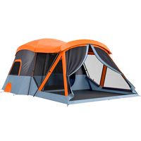 outsunny tienda campana familiar tunel para 4 personas con 2 habitaciones puertas tragaluces impermeable   aosom espana