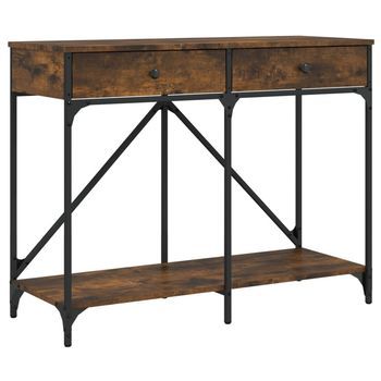 Mesa Consola Madera De Ingeniería Roble Ahumado 100x39x78,5 Cm Vidaxl