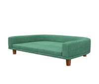 pawhut sofa para perros grandes 98x67x25 cm cama elevada para perros tapizada con cojin lavable y patas de madera de pino carga 30 kg verde