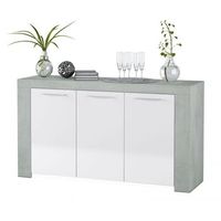 aparador de 3 puertas con gran almacenamiento 144 cm ambit blanco artik blanco mate - gris cemento 144 x 80 x 42cm cm