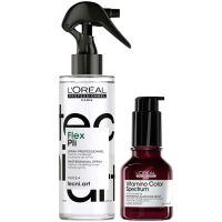 loreal professionnel tecni art pli thermo modelling hair styling spray  vitamino spectrum glass shine serum anti-frizz