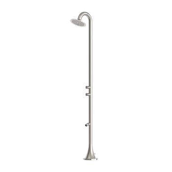Ducha De Acero Inox 316l Satinado Doble Botón Y Temporizada Para Exterior
