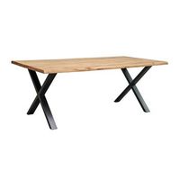 mesa comedor industrial lincoln con pata metalica y tablero madera de 4 cm en roble selvaje  200 x100 cm