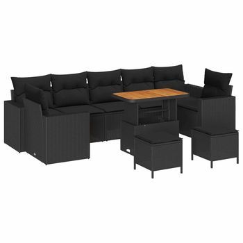 Conjunto De Sofás De Jardín 13 Pcs Negro Ratán Sintético Vidaxl