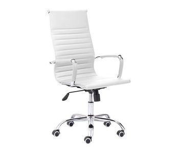 Silla de oficina ergonómica en blanco 106-116x64 cm letter símil piel blanco 64 x 106–116 x 64 cm