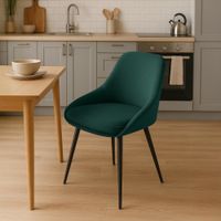 silla de comedor con reposapies en terciopelo verde