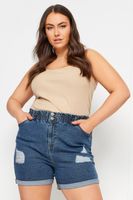 yours vaqueros cortos azules con rotos mujer curvy y tallas grandes yours